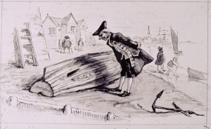 Sketch of an 18th century ship surveyor by Harry Cornish, LR Chief Ship Surveyor (1839-1928)