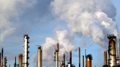 Air emisions from an oil refinery in Alberta, Canada.