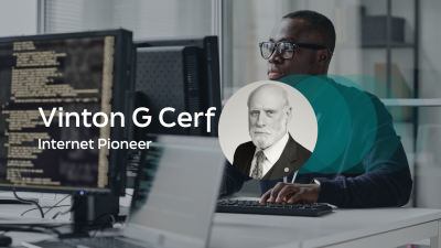 A banner photo of Vint Cerf, the article's author.