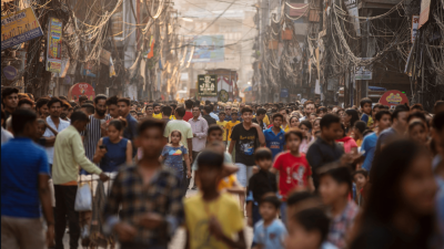 A busy street in New Delhi, India.