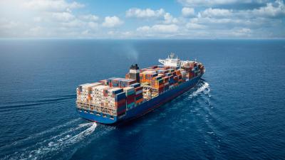 A container ship at sea.
