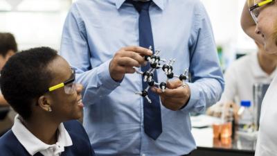 A science demonstration in school