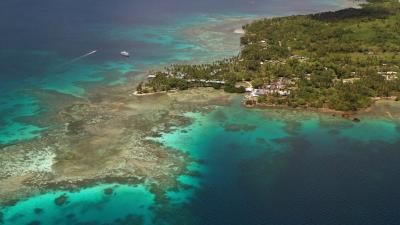 A tropical island.