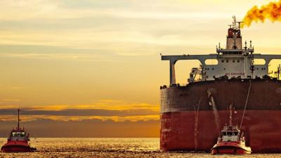 Cargo ship leaving port