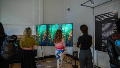 Visitors viewing the exhibition.
