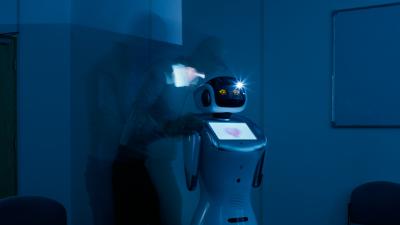 robot with dark background 