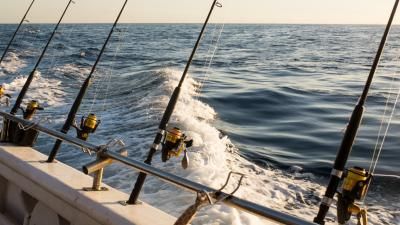 Fishing rods at the edge of boat