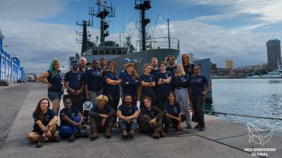 cadets from Sea Shepherd Global pose for group photo