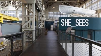 The walkway at the SHE_SEES exhibition in Portsmouth