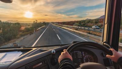 First person view of someone driving