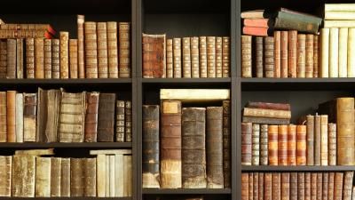 Old book collection on shelf