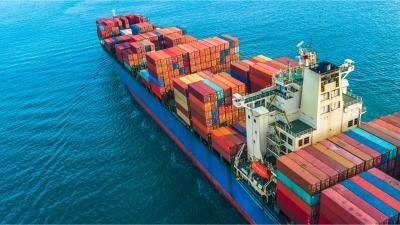 Cargo ship at sea