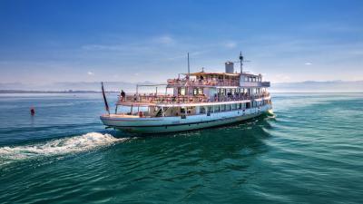 A ferry on a lake