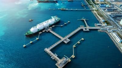 aerial view of LNG ship