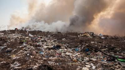 Burning waste in landfill