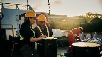 male and female seafarers onboard ship