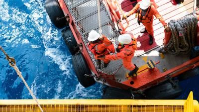 Offshore crew working at sea