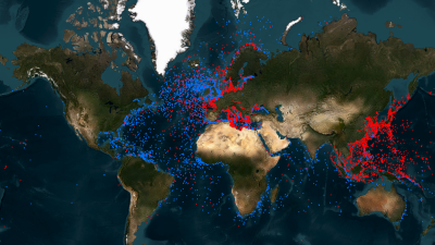 Potentially polluting wreck satellite image of globe