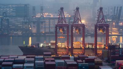 Port in hong kong loading containers