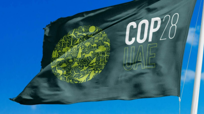Cop 28 flag in the air