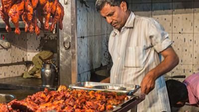 Indian workers preparing food