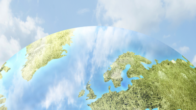 Earth with clouds in the background