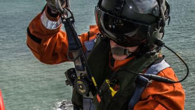 Search and rescue team out at sea